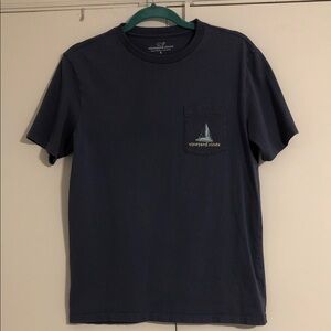 Vineyard Vines Navy Short-Sleeve Pocket Tee with Sailboat Logo